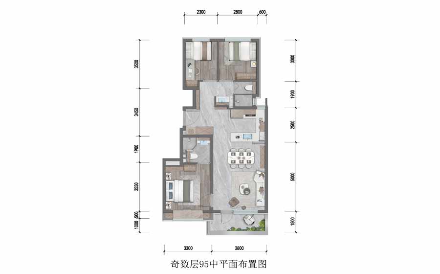 三室两厅两卫龙湖观萃