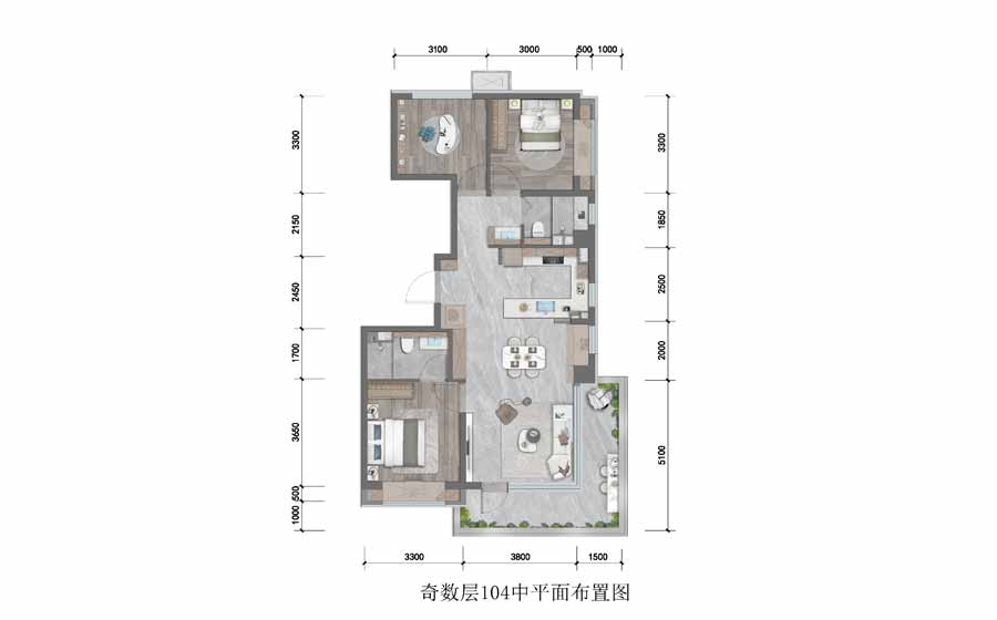 三室两厅两卫龙湖观萃